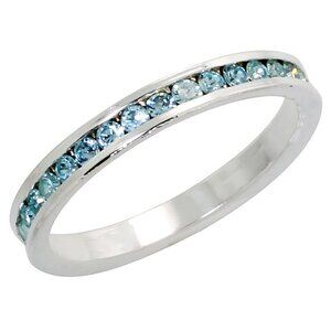 3mm Stackable Eternity Band, March Birthstone